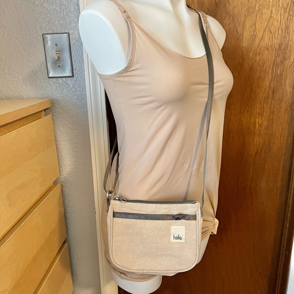 Haiku Lark minimalist Ivory Cream Hemp Cotton Crossbody Travel Bag